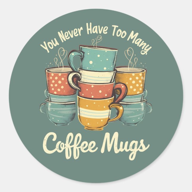 Retro Coffee Mug Stack Illustration Classic Round Sticker (Front)