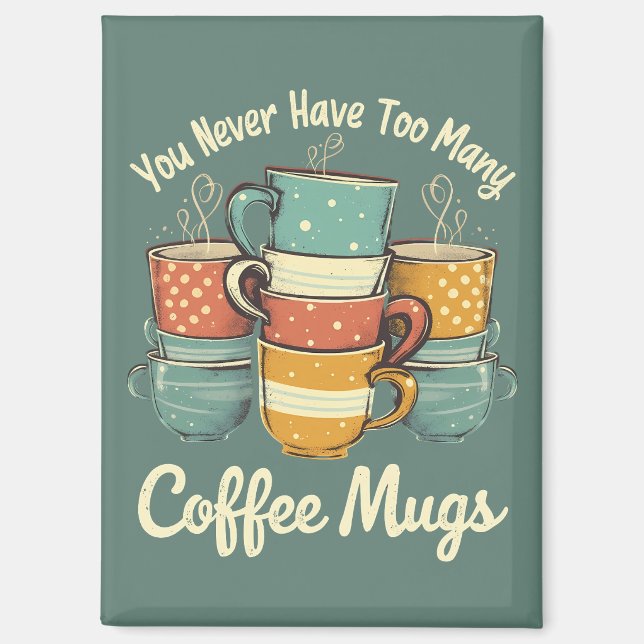 Retro Coffee Mug Stack Illustration Magnet (Front)