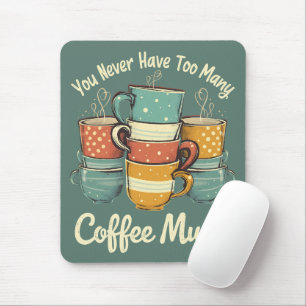 Retro Coffee Mug Stack Illustration Mouse Mat