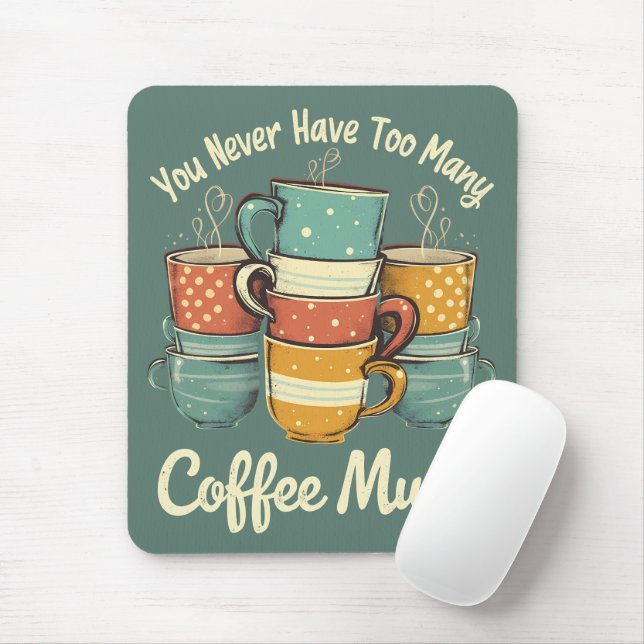 Retro Coffee Mug Stack Illustration Mouse Mat (With Mouse)
