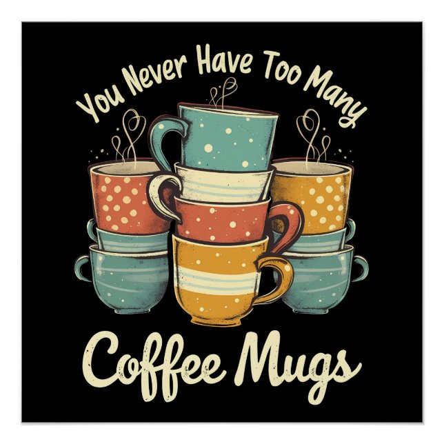 Retro Coffee Mug Stack Vintage Design Poster (Front)