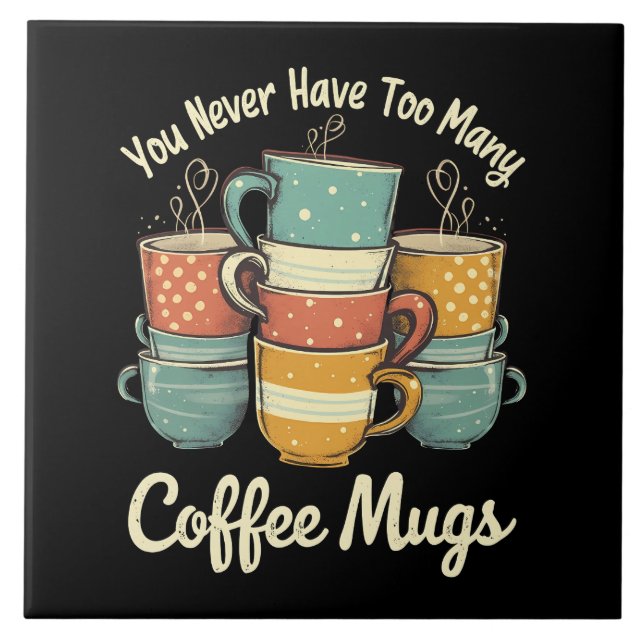 Retro Coffee Mug Stack Vintage Design Tile (Front)