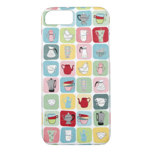 Retro Coffee Pots and Cups Pattern iPhone 8/7 Case