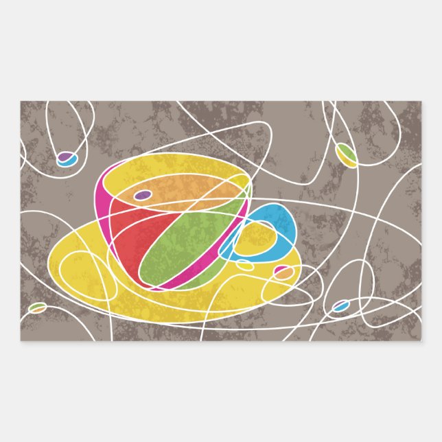 retro coffee shapes rectangular sticker (Front)