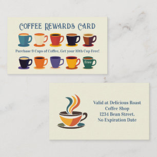 Retro Coffee Shop Rewards Loyalty Punch Card