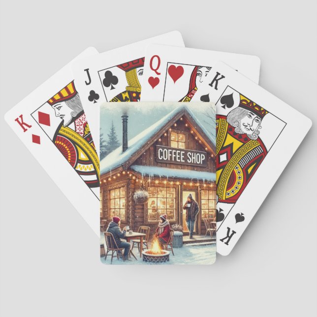 Retro Coffee Shop Vibes Playing Cards (Back)
