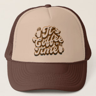 Retro coffee time word art trucker hat