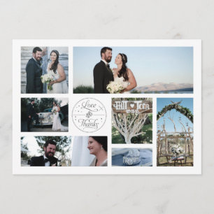 Retro Collage Wedding Photo Thank You Cards