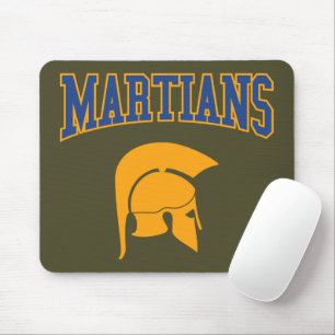 Retro College Blue Orange Martians Sport Mouse Mat