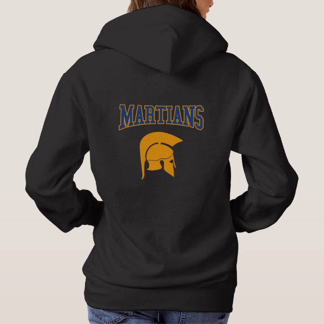 Retro College Blue Orange Martians Varsity Sport Hoodie (Back)