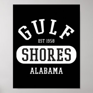 Retro College Style Gulf Shores Al Women Men Kids  Poster