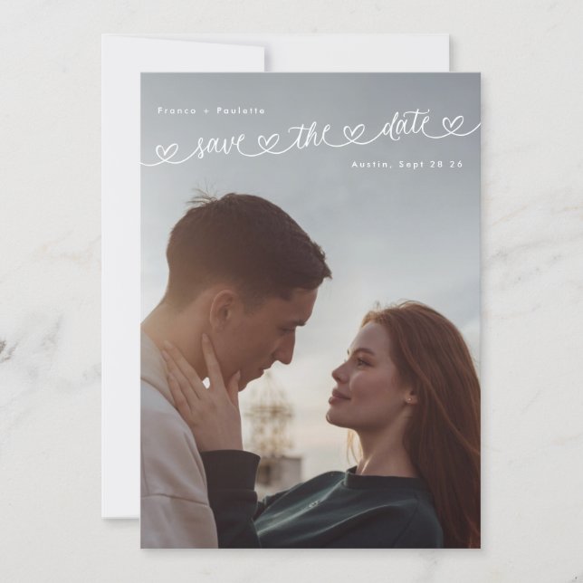 Retro College Sweethearts Photo Wedding Save The Date (Front)