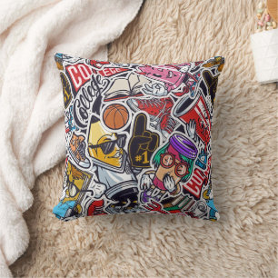 Retro College Vibe Throw Pillow