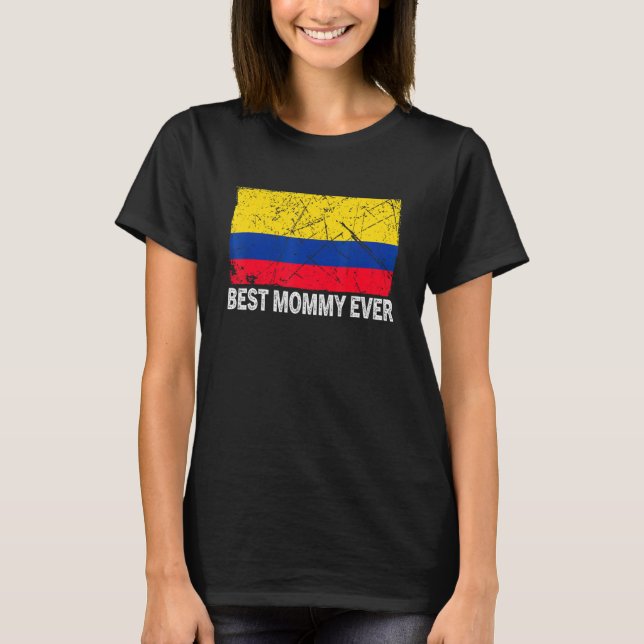 Retro Colombia Flag Best Mummy Ever  Mother's Day T-Shirt (Front)