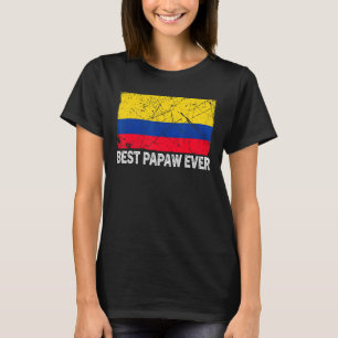 Retro Colombia Flag Best Papaw Ever Father's Day T-Shirt