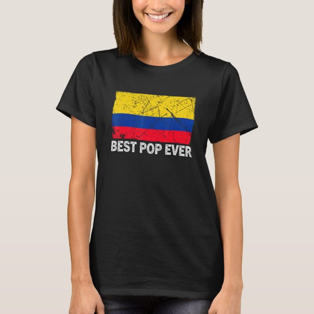 Retro Colombia Flag Best Pop Ever  Father's Day T-Shirt (Front)