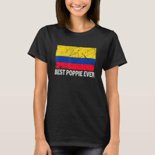Retro Colombia Flag Best Poppie Ever  Father's Day T-Shirt