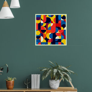 Retro Color Block Geometry Art Poster