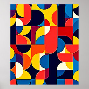 Retro Color Block Geometry Art Poster