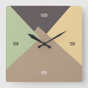 Retro Color Modern Geometric Pattern #10 Square Wall Clock