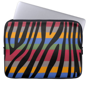 Retro Color Zebra Stripe Pattern 8 Laptop Sleeve