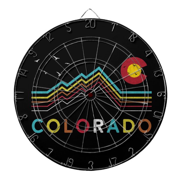 Retro Colorado Flag Rocky Mountain Souvenir Dartboard (Front)