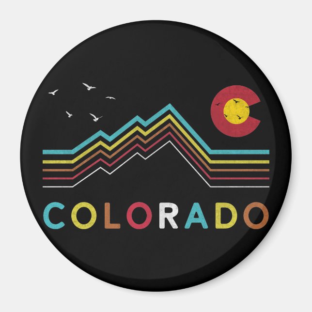 Retro Colorado Flag Rocky Mountain Souvenir Magnet (Front)