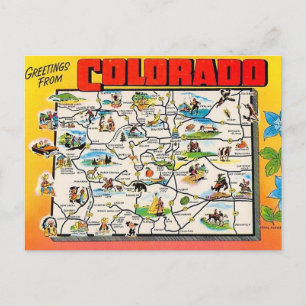Retro Colorado Map Postcard