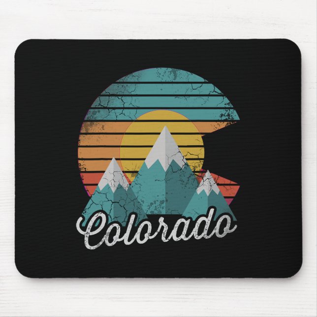 Retro Colorado Mountains Home Love Family Vacation Mouse Mat (Front)