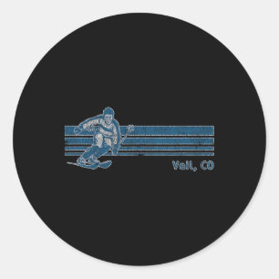 Retro Colorado Vintage Vail Skiing Tee Classic Round Sticker