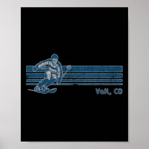 Retro Colorado Vintage Vail Skiing Tee Poster