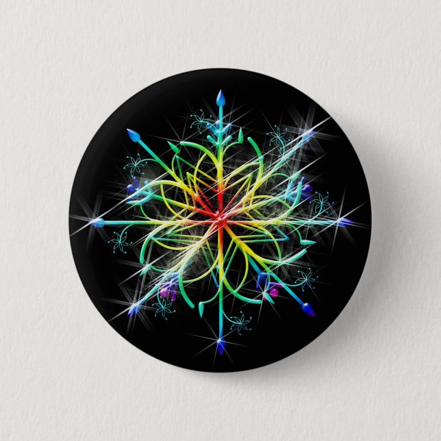 Retro Colored Star 6 Cm Round Badge (Front)