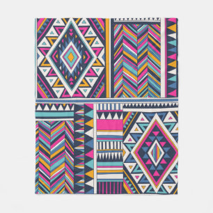 retro colored tribal vintage seamless pattern. azt fleece blanket