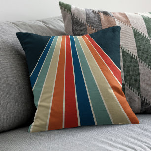 Retro Colorful 70s Stripes Cushion