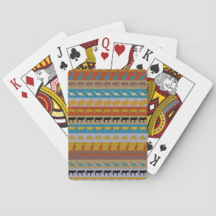 Retro Colorful Animals Modern Stripes Pattern #10 Playing Cards