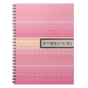 Retro Colorful Animals Modern Stripes Pattern #12 Notebook