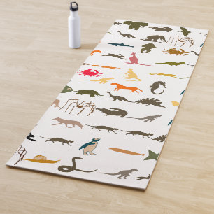 Retro Colorful Animals Yoga Mat