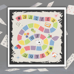 Retro Colorful Board Game Master of Moves Napkins