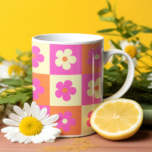 Retro Colorful Bohemian Floral Pattern Two-Tone Coffee Mug