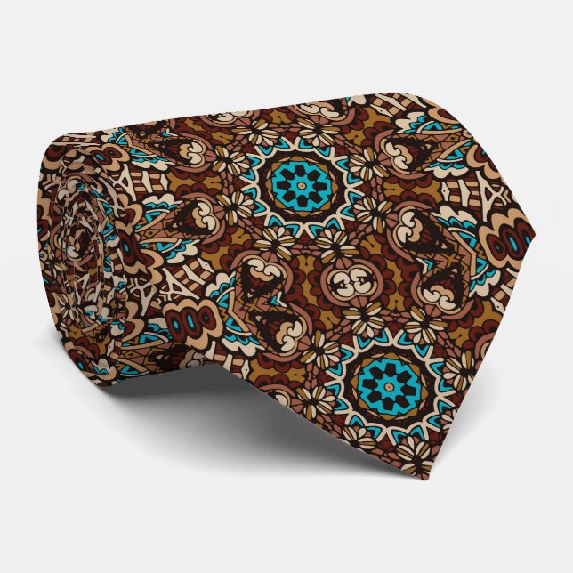 Retro Colorful Brown Custom Tie – Elegant Fashion (Rolled)