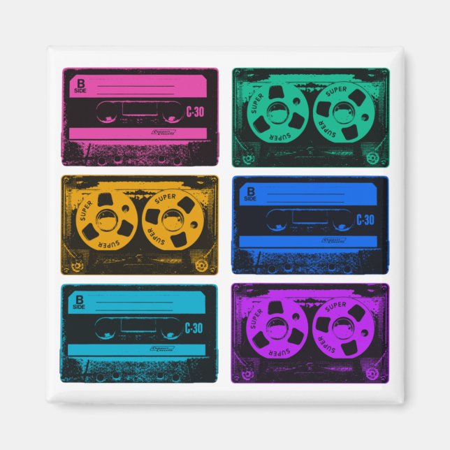 Retro Colorful Cassette Tapes Magnet (Front)