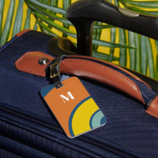 Retro Colorful Circle Abstract Monogram Luggage Tag