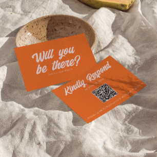 Retro Colorful Fun Funky Bold QR Code Wedding   RSVP Card