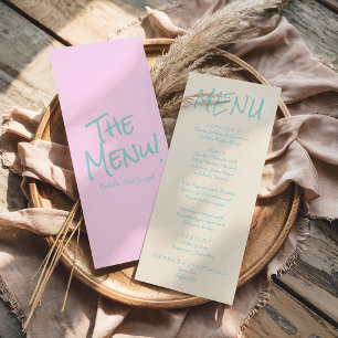 Retro Colorful Hand Written Pastel Wedding Menu 