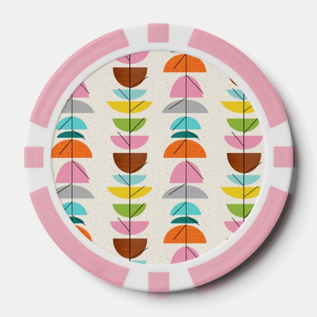 Retro Colorful Nests Poker Chips (Front)