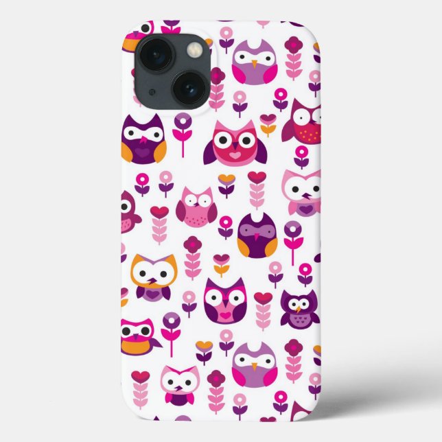 retro colorful owl bird pattern Case-Mate iPhone case (Back)