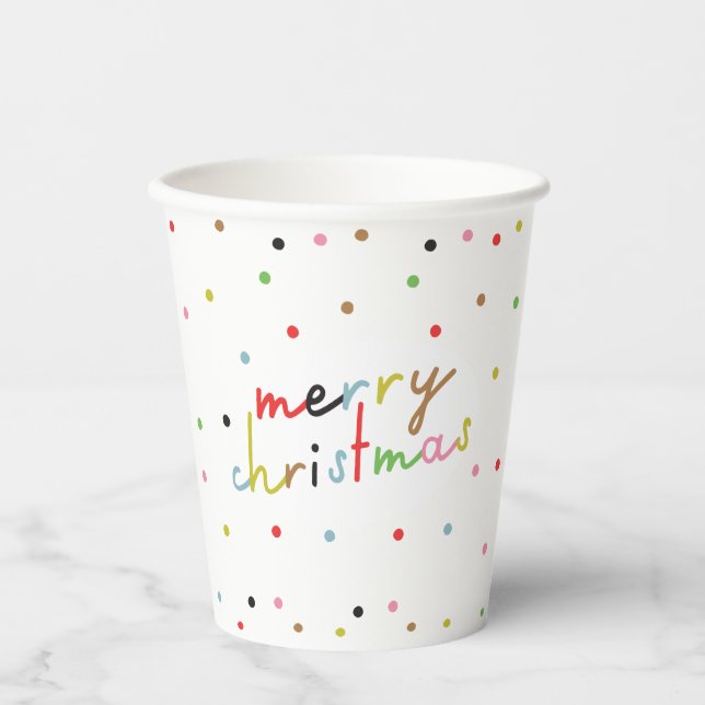retro COLORFUL polka dot CHRISTMAS modern holiday Paper Cups (Front)