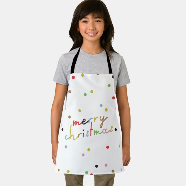 retro COLORFUL polka dot MERRY CHRISTMAS holiday Apron (Insitu)