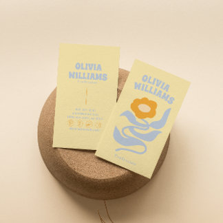 Retro Colorful Soft Boho Groovy Floral Unique 70s Business Card