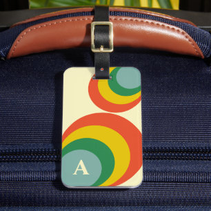 Retro Colorful Swiss Shapes Monogram Luggage Tag
